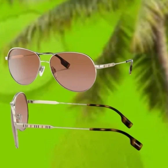 Burberry Aviator Pilot Sunglasses Unisex B3122 Pilot gold brown Brat Summer Check Detail Aviator Sunglasses in Light brown - Women  main image 2